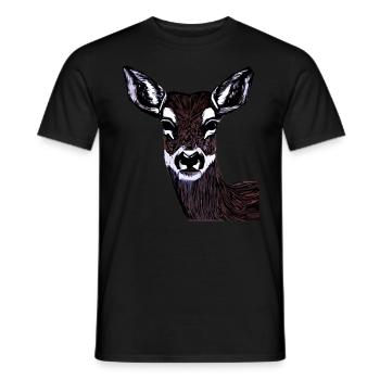Red Deer Animal Face Woodland Animal Motif - Men's T-Shirt - black - Front - AI Model Male 178 light (178cm)