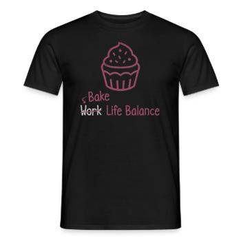 Équilibre entre vie professionnelle et vie privée - Cuisson de gâteaux et de muffins - T-shirt homme - noir - Devant - AI Model Male 178 light (178cm)