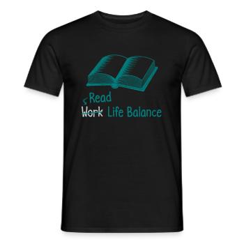 Lire l’équilibre entre vie professionnelle et vie privée - Bookworm Book Reading - T-shirt homme - noir - Devant - AI Model Male 178 light (178cm)