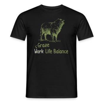 Cisaillement de l’équilibre entre vie professionnelle et vie privée - Sheep Shepherd - T-shirt homme - noir - Devant - AI Model Male 178 light (178cm)