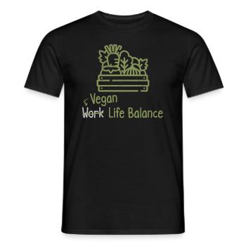 Vegane Work-life-balance – Vegetarisches Gemüse - Männer T-Shirt - Schwarz - Vorne - AI Model Male 178 light (178cm)