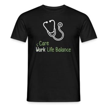 Équilibre entre vie professionnelle et vie privée en soins infirmiers - infirmière médecin - T-shirt homme - noir - Devant - AI Model Male 178 light (178cm)