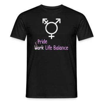 Équilibre entre vie professionnelle et vie privée – Transgenre Lqbt - T-shirt homme - noir - Devant - AI Model Male 178 light (178cm)