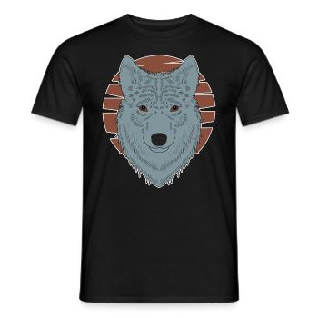 Wolf head animal motif print with wolf - Men's T-Shirt - black - Front - AI Model Male 178 light (178cm)