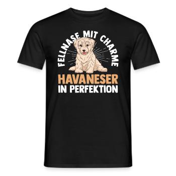 Hund Havaneser - Männer T-Shirt - Schwarz - Vorne - AI Model Male 178 light (178cm)