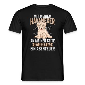Hund Havaneser - Männer T-Shirt - Schwarz - Vorne - AI Model Male 178 light (178cm)