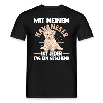 Hund Havaneser - Männer T-Shirt - Schwarz - Vorne - AI Model Male 178 light (178cm)