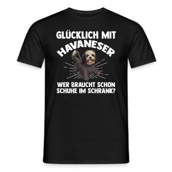 Hund Havaneser - Männer T-Shirt - Schwarz - Vorne - AI Model Male 178 light (178cm)