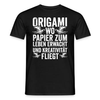 Japanese Folding Art Origami - Men's T-Shirt - black - Front - AI Model Male 178 light (178cm)