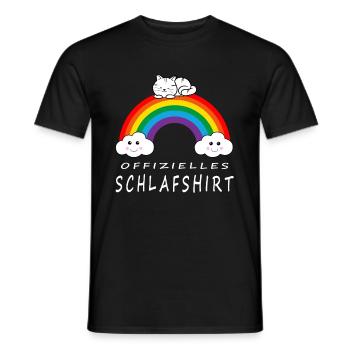 Offizielles Schlafshirt Katze Wolken Regenbogen - Männer T-Shirt - Schwarz - Vorne - AI Model Male 178 light (178cm)