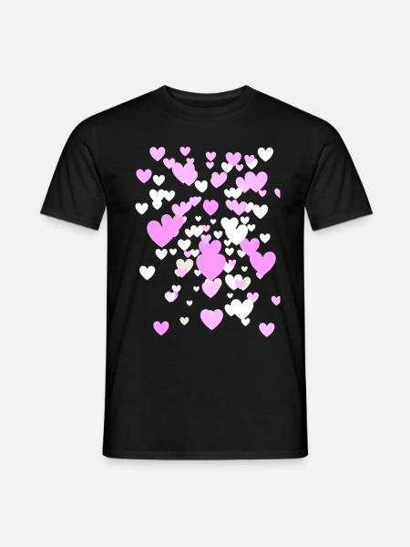 Hjerter, hjerter, lyserøde hjerter, røde hjerter - Mænd T-shirt - sort