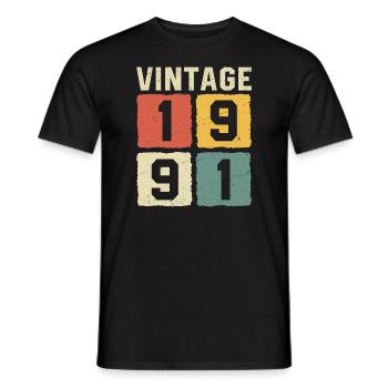 Millésime 1991 Né en 1991 - T-shirt homme - noir - Devant - AI Model Male 178 light (178cm)