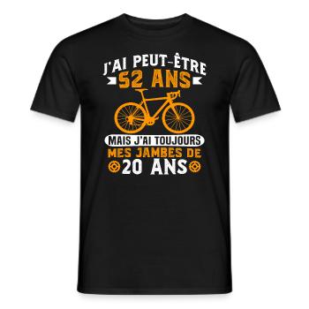 Anniversaire 52 ans pour un cycliste cadeau vélo - T-shirt homme - noir - Devant - AI Model Male 178 light (178cm)