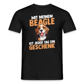 Dog Beagle - Men's T-Shirt - black - Front - AI Model Male 178 light (178cm)