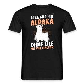 Alpaka - Männer T-Shirt - Schwarz - Vorne - AI Model Male 178 light (178cm)