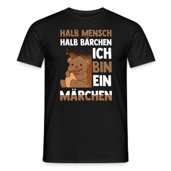Mi-humain, mi-ours - T-shirt homme - noir - Devant - AI Model Male 178 light (178cm)
