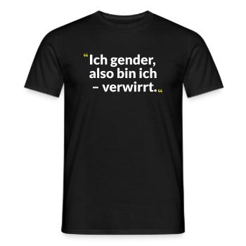 Réflexion sur le genre – Entre et sagesse - T-shirt homme - noir - Devant - AI Model Male 178 light (178cm)
