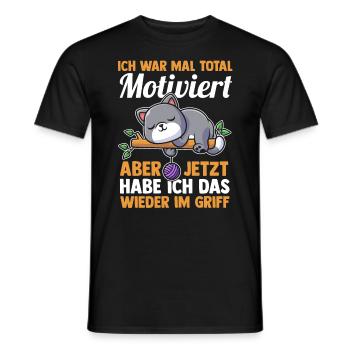 I used to be totally motivated cats - Men's T-Shirt - black - Front - AI Model Male 178 light (178cm)