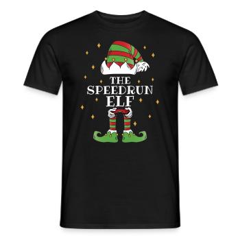 The Speedrun-Elf – Fast-paced through the season - Men's T-Shirt - black - Front - AI Model Male 178 light (178cm)