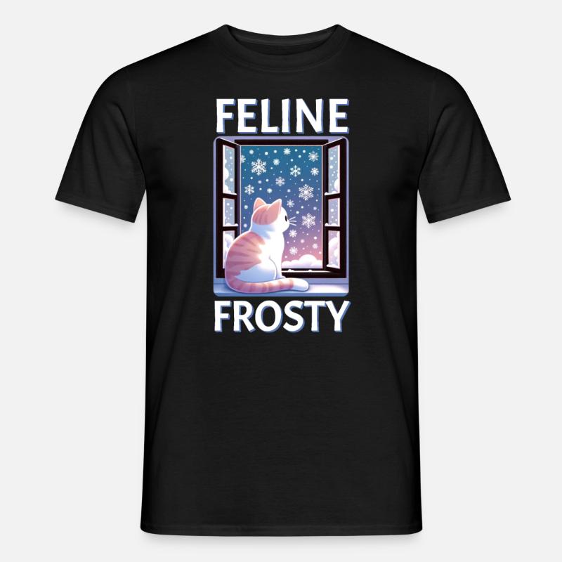 Feline Frosty Cat - Männer T-Shirt - Schwarz