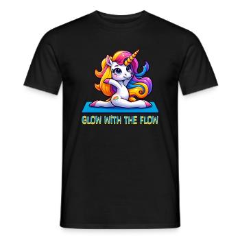 Glow With The Flow Unicorn Yoga - Männer T-Shirt - Schwarz - Vorne - AI Model Male 178 light (178cm)