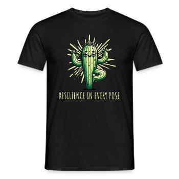 Resilience in Every Pose - Cactus Yoga - Männer T-Shirt - Schwarz - Vorne - AI Model Male 178 light (178cm)