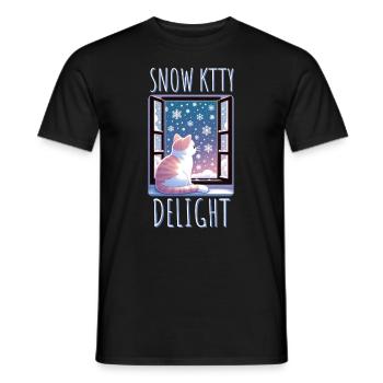 Snow Kitty Delight Cat - Männer T-Shirt - Schwarz - Vorne - AI Model Male 178 light (178cm)