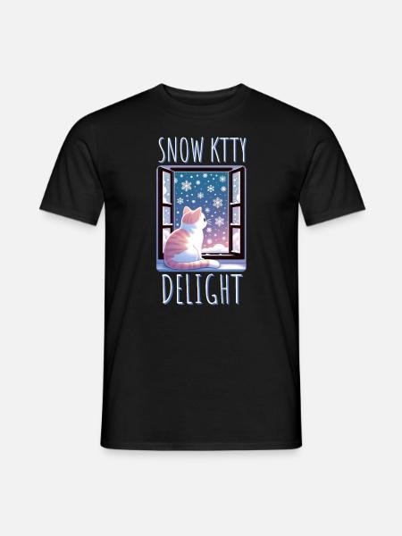 Snow Kitty Delight Cat - Men's T-Shirt - black