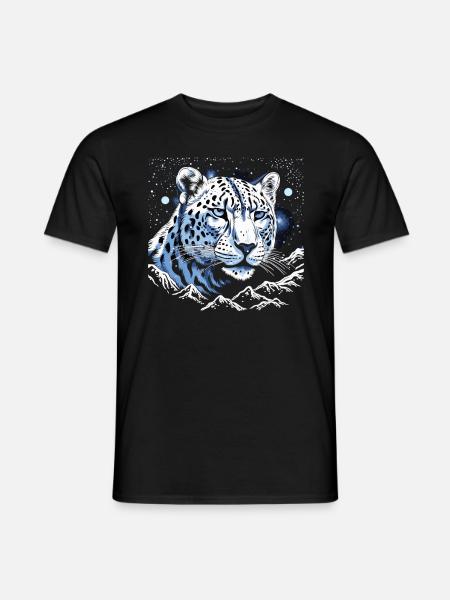 Himmlischer Schneeleopardenwächter - Männer T-Shirt - Schwarz