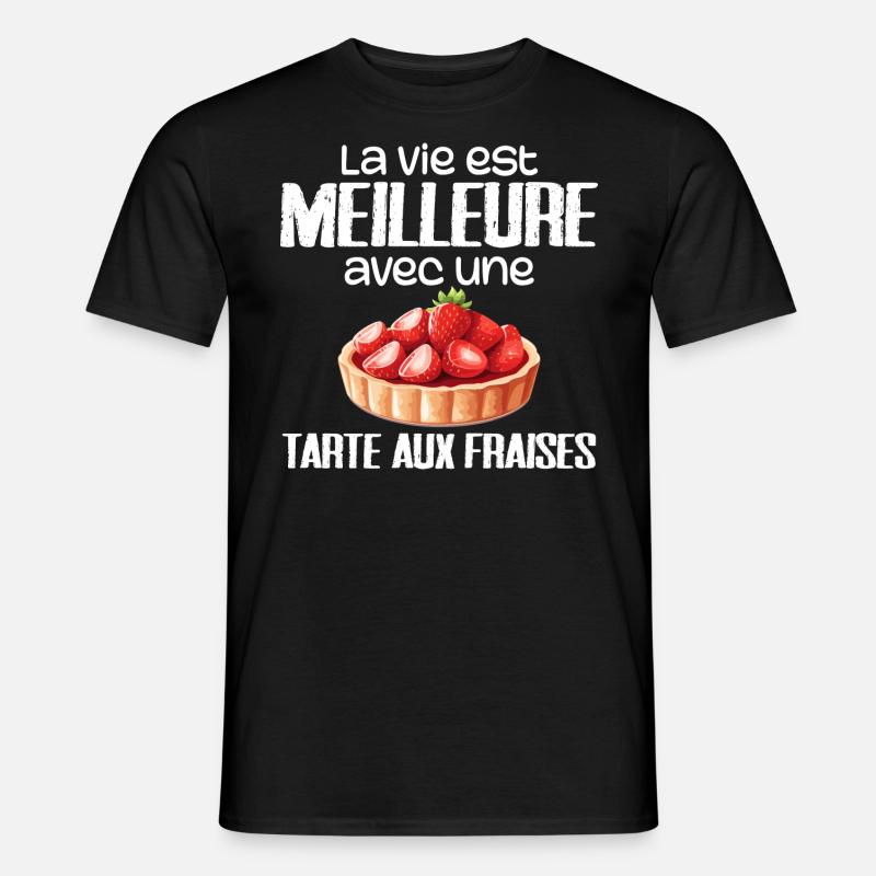 Erdbeerkuchen - Männer T-Shirt - Schwarz