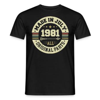 Cadeau d'anniversaire de juillet 1981 1981 que j'ai fait en juillet - T-shirt homme - noir - Devant - AI Model Male 178 light (178cm)
