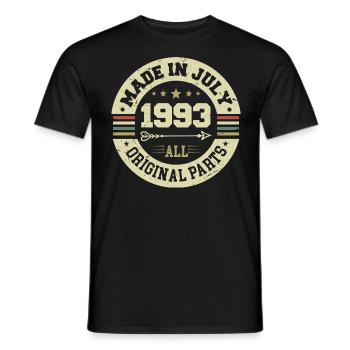 Juillet 1993 Cadeau d’anniversaire 1993 I Made in July - T-shirt homme - noir - Devant - AI Model Male 178 light (178cm)