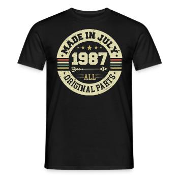 Juillet 1987 Cadeau d’anniversaire 1987 I Made in July - T-shirt homme - noir - Devant - AI Model Male 178 light (178cm)