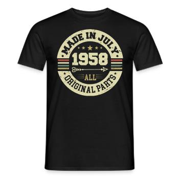 Juillet 1958 Cadeau d’anniversaire 1958 I Made in July - T-shirt homme - noir - Devant - AI Model Male 178 light (178cm)