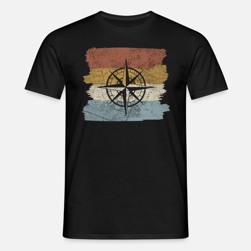 Retro style compass navigation tool - Men's T-Shirt - black