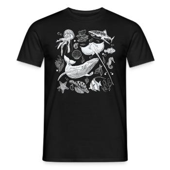 Vintage Tattoo Meerestier, Retro Ozean Natur - Männer T-Shirt - Schwarz - Vorne - AI Model Male 178 light (178cm)