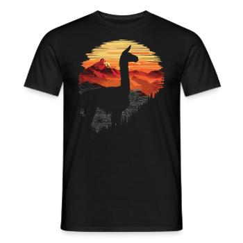 Alpaca Lama Andes South America - Men's T-Shirt - black - Front - AI Model Male 178 light (178cm)
