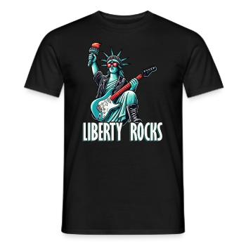 Liberty Rocks Patriotic Music Design - Men's T-Shirt - black - Front - AI Model Male 178 light (178cm)