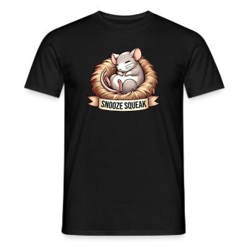 Snooze Squeak Funny Sleepy Animal Design - Men's T-Shirt - black - Front - AI Model Male 178 light (178cm)