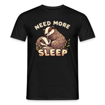 Need more sleep, funny badger, - Men's T-Shirt - black - Front - AI Model Male 178 light (178cm)