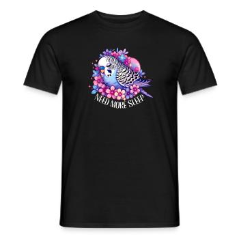 Need More Sleep Funny Budgie Bird - Men's T-Shirt - black - Front - AI Model Male 178 light (178cm)
