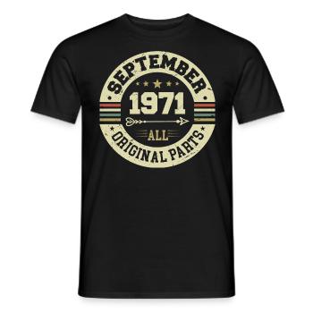 53e anniversaire 1971 Légendaire depuis septembre 1971 - T-shirt homme - noir - Devant - AI Model Male 178 light (178cm)
