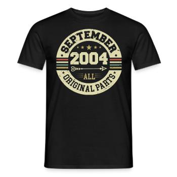20th birthday 2004 Legendary since September 2004 - Men's T-Shirt - black - Front - AI Model Male 178 light (178cm)