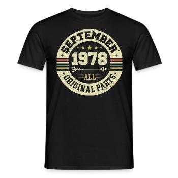 46th birthday 1978 Legendary since September 1978 - Men's T-Shirt - black - Front - AI Model Male 178 light (178cm)