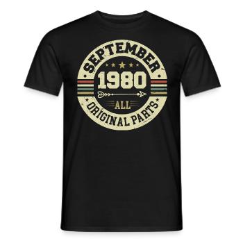 44. Geburtstag 1980 Legendär seit September 1980 - Männer T-Shirt - Schwarz - Vorne - AI Model Male 178 light (178cm)