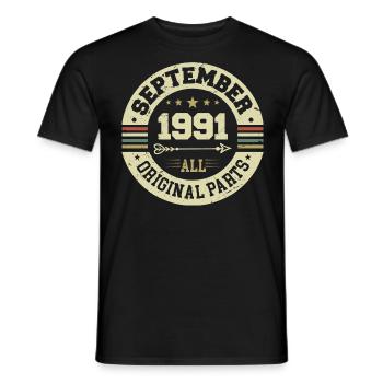 33e anniversaire 1991 Légendaire depuis septembre 1991 - T-shirt homme - noir - Devant - AI Model Male 178 light (178cm)