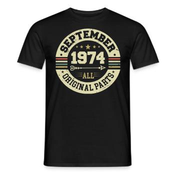 50e anniversaire 1974 Légendaire depuis septembre 1974 - T-shirt homme - noir - Devant - AI Model Male 178 light (178cm)