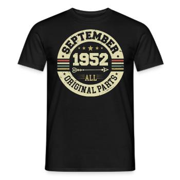 72nd birthday 1952 Legendary since September 1952 - Men's T-Shirt - black - Front - AI Model Male 178 light (178cm)