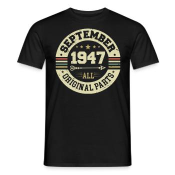 77e anniversaire 1947 Légendaire depuis septembre 1947 - T-shirt homme - noir - Devant - AI Model Male 178 light (178cm)