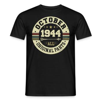 Legendary since October 1944 Birthday October 1944 - Men's T-Shirt - black - Front - AI Model Male 178 light (178cm)
